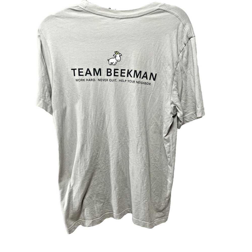 Beekman 1802 "Work Hard - Never Quit -Help Your Neighbor" T Shirt L Oyster Color